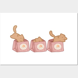 Jumping Brown Cats. Bakery Cats. Gift For Baker Posters and Art